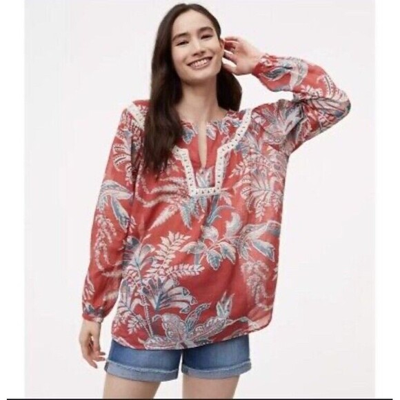 Ann Taylor Floral Embroidered Blouse Size Medium Women’s - Picture 1 of 7